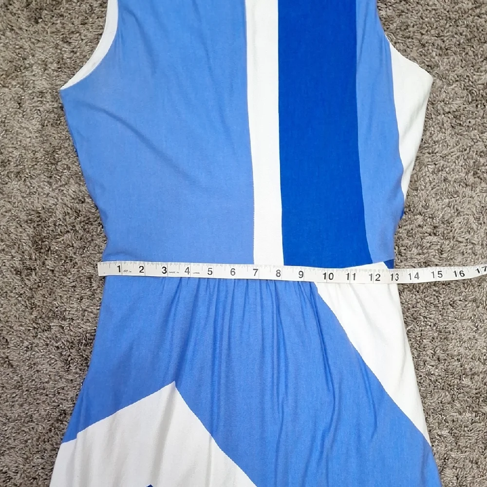 Vineyard Vines Lined Knit A-Line Tank Dress-M-Blue White - Picture 7 of 9